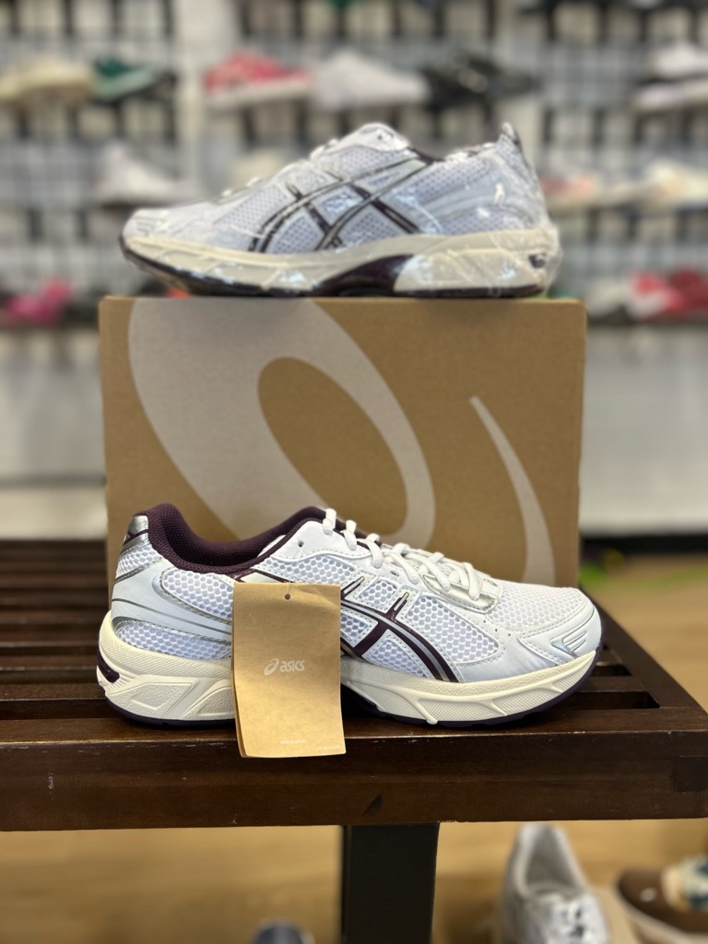 Asics Women's White and Purple Mesh Running Sneakers - Picture 1 of 2